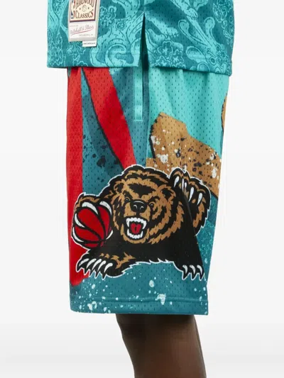 Mitchell & Ness Grizzly-print Mesh Shorts In Blue