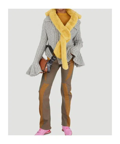 Kiko Kostadinov Consuelo Flared-cuff Cardigan In Brown