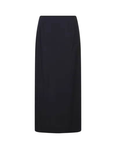 Moschino High Waist Pleated Midi Skirt Toggle In Blue