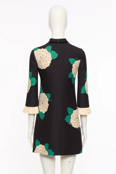 Valentino Apres Lhiver Macro Ortensia Mini Dress With Bow In Black