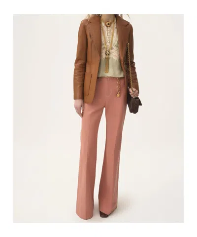 Chloé Slouch Leather Belted Single-breasted Jacket In Brown