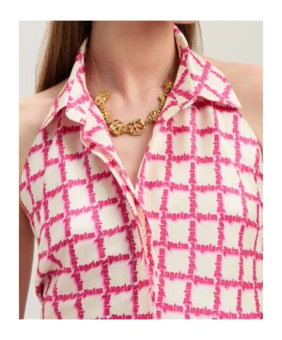 Palm Angels Lapel Sleeveless Shirt In Pink