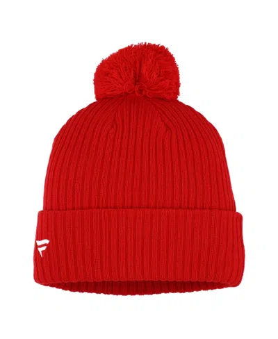 Fanatics Branded Red Washington Capitals Core Primary Logo Cuffed Knit Hat With Pom In Red