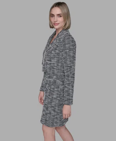 Karl Lagerfeld Women's Metallic Knit Tweed Jacket In Gray
