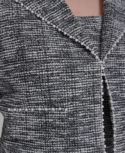 Karl Lagerfeld Women's Metallic Knit Tweed Jacket In Gray