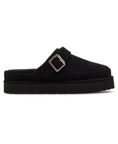 Madden Girl Grahamm Black Fabric Buckle Flatform Slip-on Clogs In Black