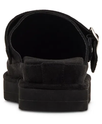 Madden Girl Grahamm Black Fabric Buckle Flatform Slip-on Clogs In Black