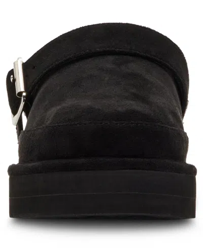 Madden Girl Grahamm Black Fabric Buckle Flatform Slip-on Clogs In Black