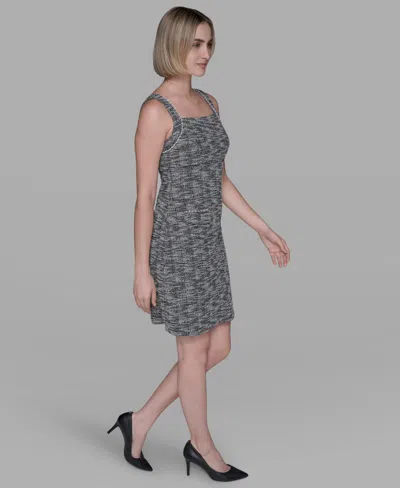 Karl Lagerfeld Women's Metallic Knit Tweed Sheath Mini Dress In Gray