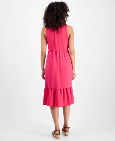 Style & Co Petite Button-front Sleeveless Midi Dress, Macy's Exclusive In Pink