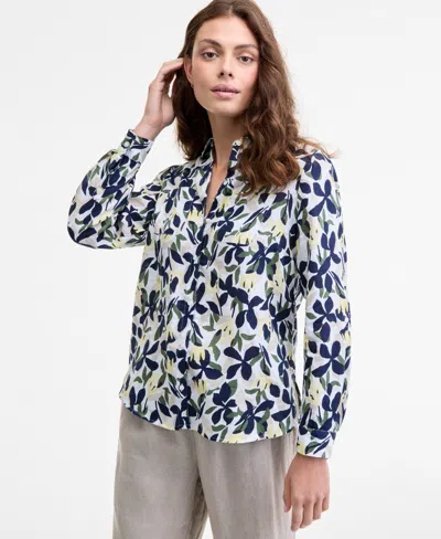 Charter Club Floral Print 100 Linen Shirt 100 Linen Drawstring Pants Macys Exclusive In Blue