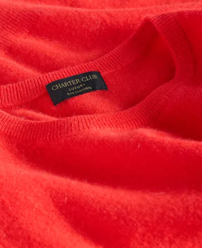 Charter Club 100% Cashmere Women's Petite Long-sleeve Crewneck Sweater, Created For Macy's In Red