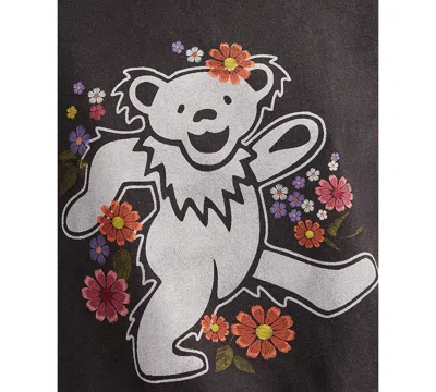 Lucky Brand Women's Grateful Dead Flower Bear Classic Crew Neck T-shirt In Black