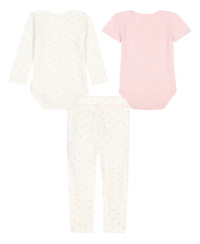 Calvin Klein Baby Girls 3-piece Ditsy Floral Bodysuits And Pant Set In Pink