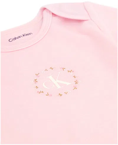 Calvin Klein Baby Girls 3-piece Ditsy Floral Bodysuits And Pant Set In Pink
