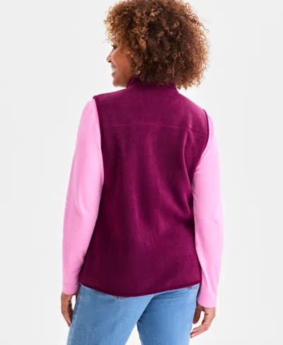 Style & Co Style Co Womens Zip Front Polar Fleece Vest Pp 4x Created For Macys In Burgundy