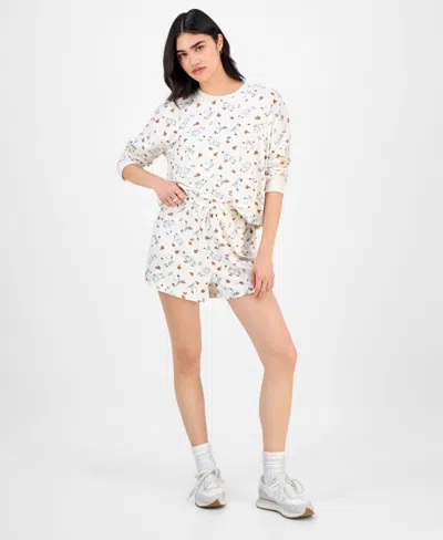 Love Tribe Juniors' Snoopy Halloween Long-sleeve Lounge Shirt In Neutral