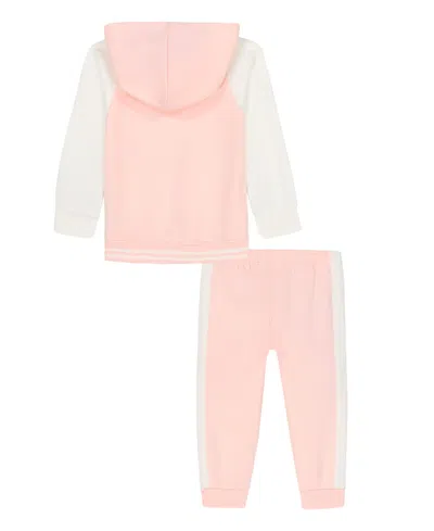 Calvin Klein Baby Girls 2-piece Color Block Hoodie And Joggers Set In Pink