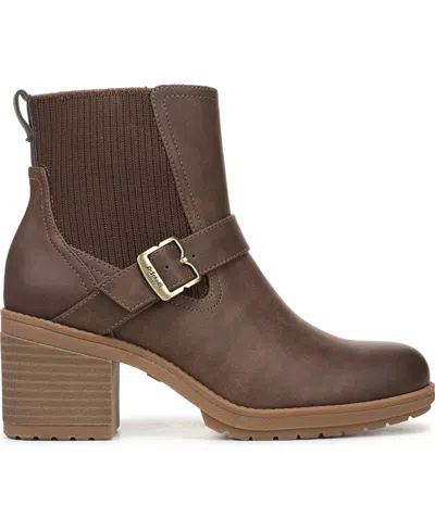 Dr. Scholl's Women's Parker Block Heel Lug Sole Zip Short Boots In Brown