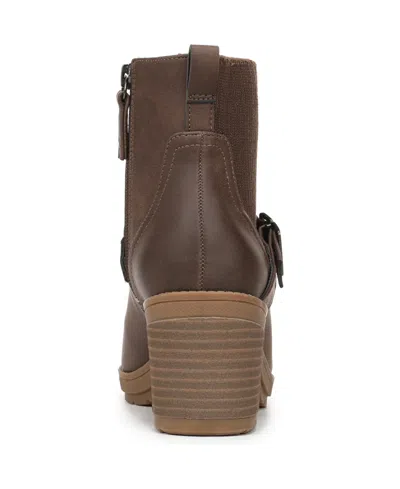 Dr. Scholl's Women's Parker Block Heel Lug Sole Zip Short Boots In Brown