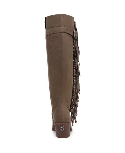 Sam & Libby Women's Farrah Western Fringe Knee High Boots In Brown