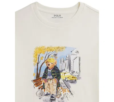 Polo Ralph Lauren Boys' Polo Bear Crewneck Cotton-jersey T-shirt Nevis In White