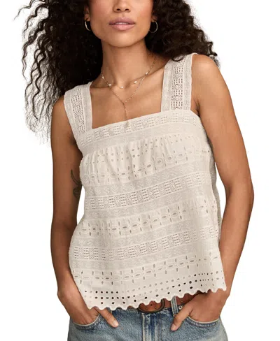 Lucky Brand Women's Eyelet Swing Tank Top In White