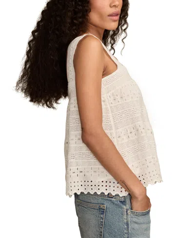 Lucky Brand Women's Eyelet Swing Tank Top In White