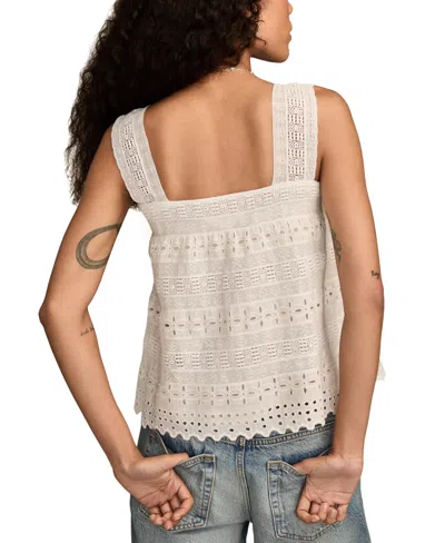 Lucky Brand Women's Eyelet Swing Tank Top In White