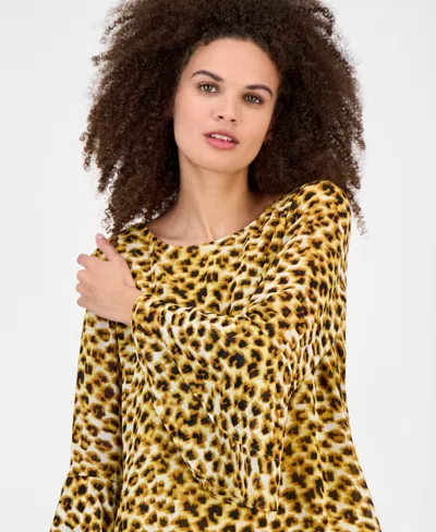 Kasper Tiered Ruffle Bell Sleeve Chiffon Top In Yellow