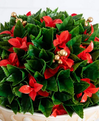 Nearly Natural 22" Uv Resistant Artificial Christmas Ball In Classic Decorative Planter Indoor And Outdoor In Neutral