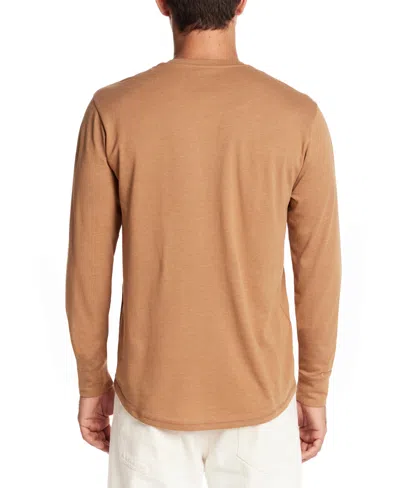 Weatherproof Vintage Men's Brushed Long Sleeve Crewneck T-shirt In Brown