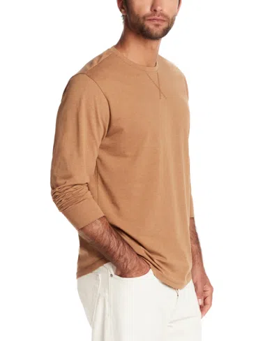 Weatherproof Vintage Men's Brushed Long Sleeve Crewneck T-shirt In Brown