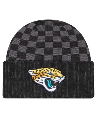 New Era Men's Black Jacksonville Jaguars Checkered Cuffed Knit Hat In Black