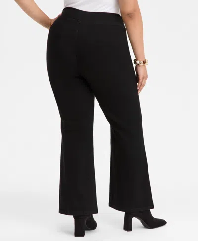 Inc International Concepts Plus Size High-rise Pull-on Flared Jeans, Macy's Exclusive In Black