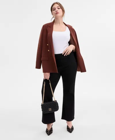 Inc International Concepts Plus Size High-rise Pull-on Flared Jeans, Macy's Exclusive In Black