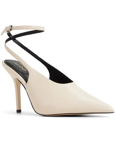 Aldo Lisandre Ankle Strap Pointed Toe Pump In Neutral