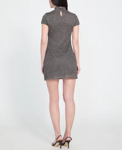 Guess Women's Metallic Mock-neck Sheath Dress In Gray