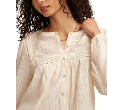 Lucky Brand Women's Peasant Button Down Blouse In White