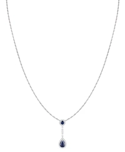 Macy's Ruby (1-1/6 Ct. T.w.) & Diamond (1/4 Ct. T.w.) 18" Lariat Necklace In 14k Gold In White