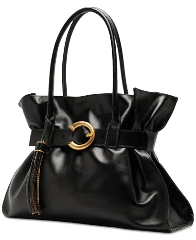 Arezzo Rivera Large Leather Shopping Bag In Black