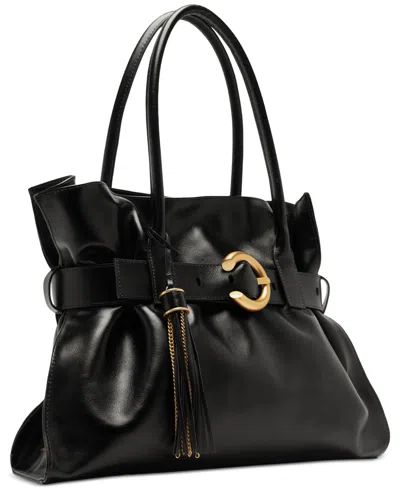 Arezzo Rivera Large Leather Shopping Bag In Black