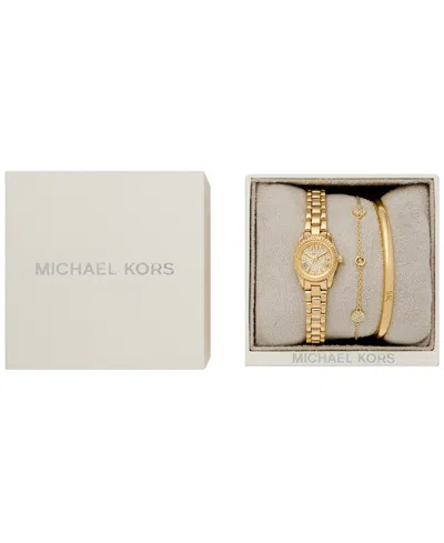Michael Kors Petite Lexington Pavé Gold-tone Watch And Jewelry Gift Set In Gold