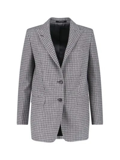 Tagliatore Tailored Grey Stripe Blazer With Classic Lapel In Gray