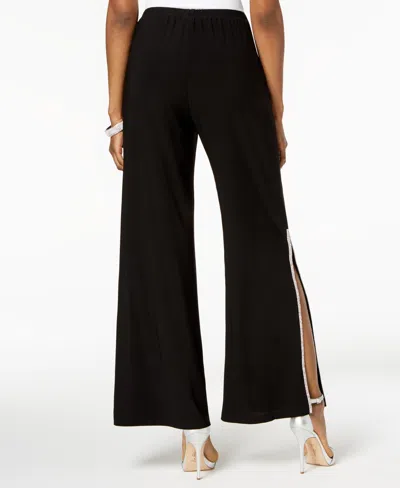 Msk Petites Womens Embellished Split Hem Wide Leg Pants In Black