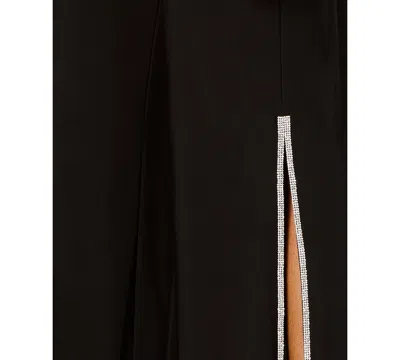 Msk Petites Womens Embellished Split Hem Wide Leg Pants In Black