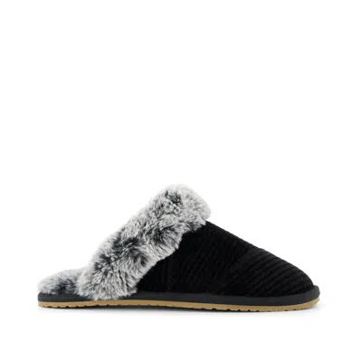 Toms Shoes Valerie Black Rib Cozy Knit Slipper In Multi
