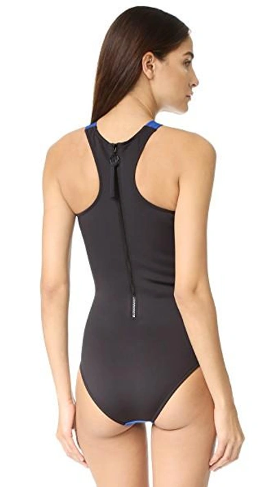 Shop Stella Mccartney Stella Iconic Colorblock One Piece In Black/royal Blue