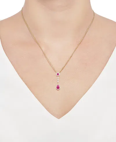 Macy's Ruby (1-1/6 Ct. T.w.) & Diamond (1/4 Ct. T.w.) 18" Lariat Necklace In 14k Gold In Gold