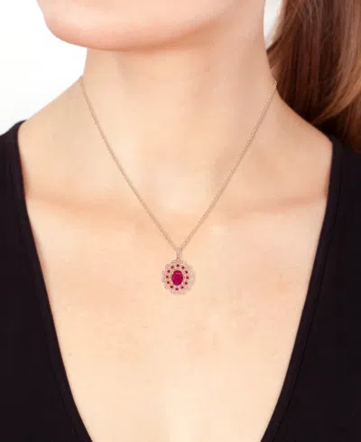 Effy Collection Effy Ruby (1-1/2 Ct. T.w.) & Diamond (1/4 Ct. T.w.) 18" Pendant Necklace In 14k Rose Gold In Red